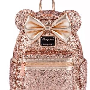 Minnie Mouse Sequin Loungefly Mini Backpack – Rose Gold